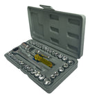 Jogo De Chaves De Soquete Combinadas Cachimbo Kit 40 Peças Cor Prateado