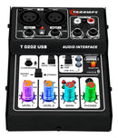 Mesa De Som Interface De Audio Stereo Usb Taramps T0202 Preta 5v Led Rgb Gamer Streaming Podcasts Live Gravação Studio Computador Pc Notebook Placa De Som Alinhamento Phantom Power 48v Rca Xlr P2 P10