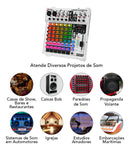 Mesa De Som 6 Canais Player Multicolor T0602 Mixer Taramps T 0602 Equalizador 4 Bandas Mp3 Usb Fm Bluetooth 78 Efeitos Rgb Led Efeito Echo FX Microfone Violão Som Automotivo Profissional Igreja