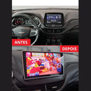 Moldura Painel 2 Din Dvd Multimidia 9 Pol Onix 2020 4252 Preto/prata